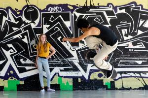Stoere puber op skatebaan