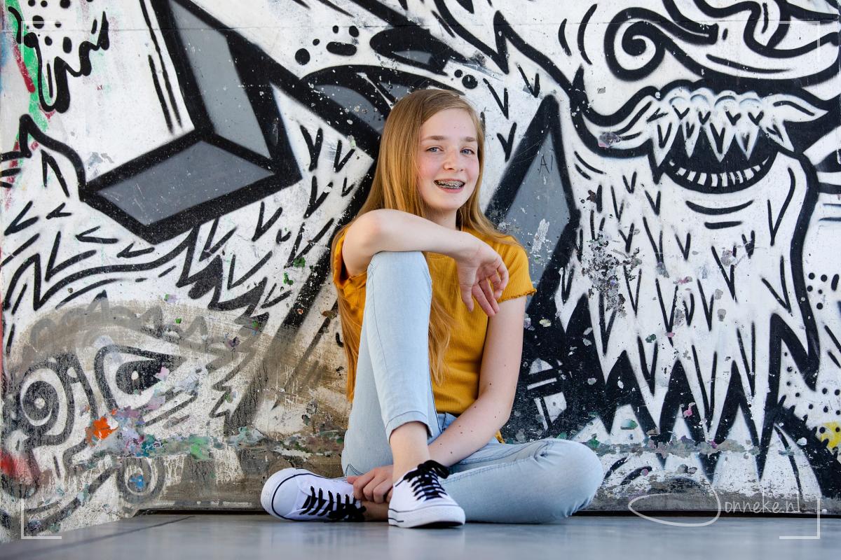 Stoere puber op skatebaan