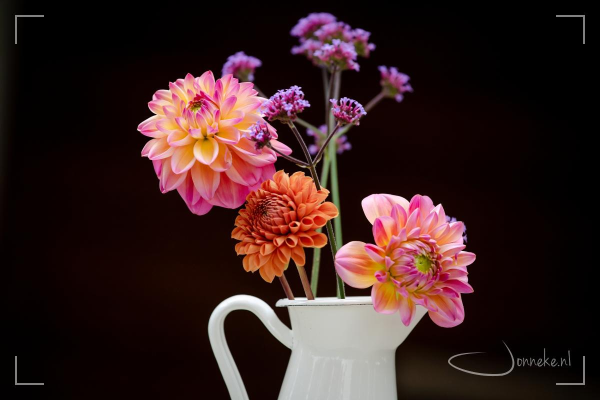 Overal bloemen uit hun pluktuin (ben daar stiekem een beetje jaloers op ;-)) wat een prachtige bloemen stonden daar (nog)!