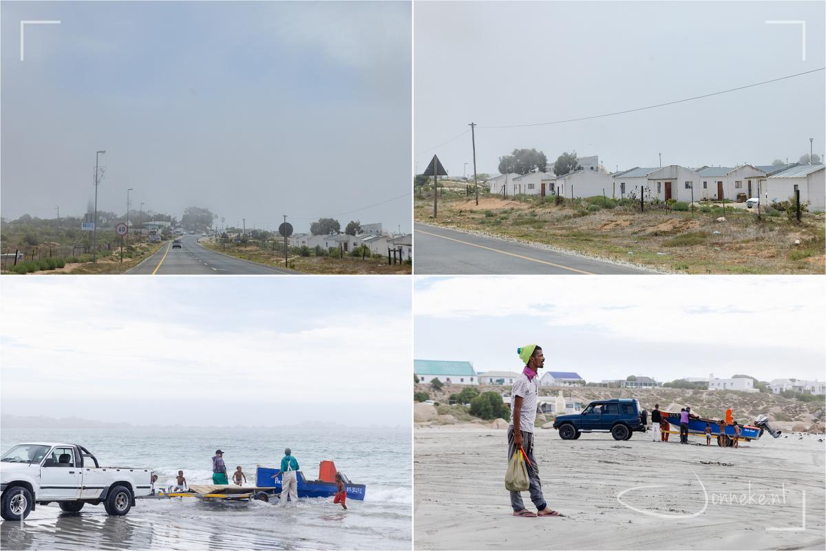 We rijden naar Paternoster, een eigenzinnig dorpje langs de westkus. Helaas is het mistig en dat blijft het ook even.