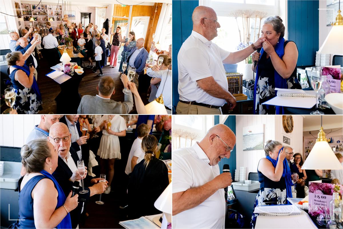 Proost! Op het leven! En dan de toespraken naar elkaar... indrukwekkende woorden zijn gesproken.