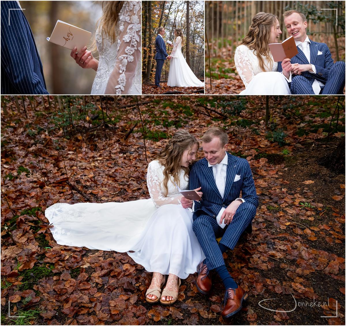 Eerder deze week zijn ze al voor de wet getrouwd, nu klonken de geloften in het bos.